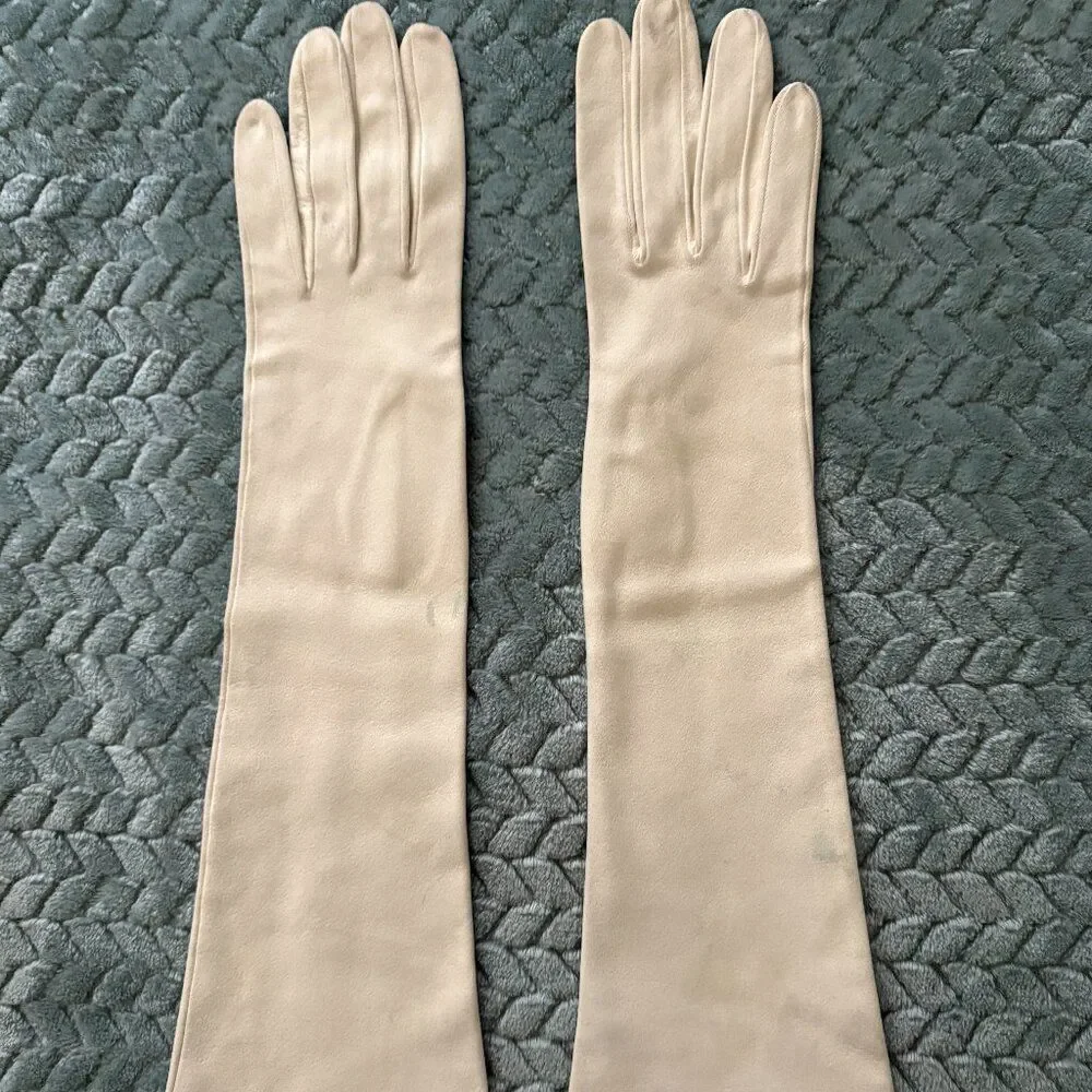Vintage, Elegant Women's Italian, Ivory Suede Opera Gloves